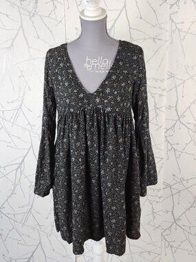 Denim & Supply Ralph Lauren Black Ditsy Floral V-Neck Babydoll Tunic